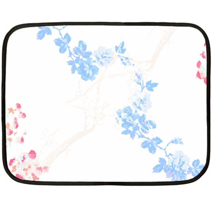 Blue Flowers T- Shirtblue And Pink Flowers Floral Art T- Shirt Two Sides Fleece Blanket (Mini)