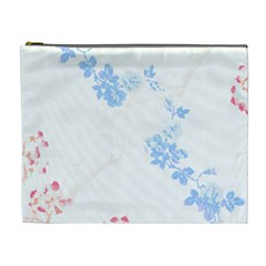 Blue Flowers T- Shirtblue And Pink Flowers Floral Art T- Shirt Cosmetic Bag (xl)