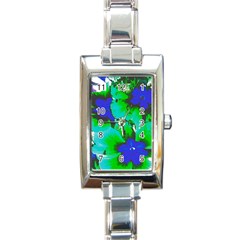 Blue T- Shirt Blue Flower Of Happiness Rectangle Italian Charm Watch by EnriqueJohnson