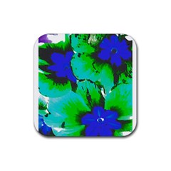 Blue T- Shirt Blue Flower Of Happiness Rubber Coaster (square) by EnriqueJohnson