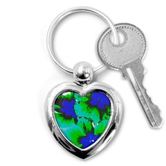 Blue T- Shirt Blue Flower Of Happiness Key Chain (heart) by EnriqueJohnson