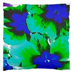 Blue T- Shirt Blue Flower Of Happiness Large Cushion Case (One Side) Front