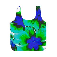 Blue T- Shirt Blue Flower Of Happiness Full Print Recycle Bag (m) by EnriqueJohnson