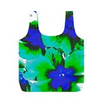 Blue T- Shirt Blue Flower Of Happiness Full Print Recycle Bag (M) Front