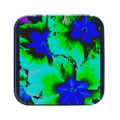 Blue T- Shirt Blue Flower Of Happiness Square Metal Box (black)