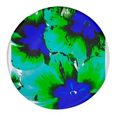 Blue T- Shirt Blue Flower Of Happiness Round Glass Fridge Magnet (4 Pack) by EnriqueJohnson