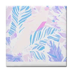 Blue T- Shirt Blue Tropical Pattern T- Shirt Tile Coaster