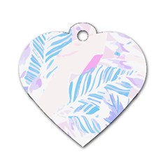 Blue T- Shirt Blue Tropical Pattern T- Shirt Dog Tag Heart (two Sides) by EnriqueJohnson