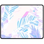 Blue T- Shirt Blue Tropical Pattern T- Shirt Fleece Blanket (Medium) 60 x50  Blanket Front