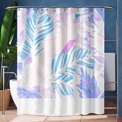 Blue T- Shirt Blue Tropical Pattern T- Shirt Shower Curtain 60  x 72  (Medium) 