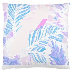 Blue T- Shirt Blue Tropical Pattern T- Shirt Large Cushion Case (One Side)