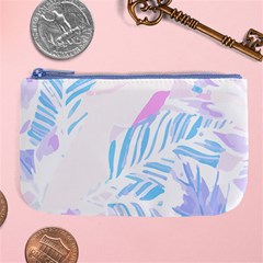 Blue T- Shirt Blue Tropical Pattern T- Shirt Large Coin Purse