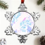 Blue T- Shirt Blue Tropical Pattern T- Shirt Metal Small Snowflake Ornament Front