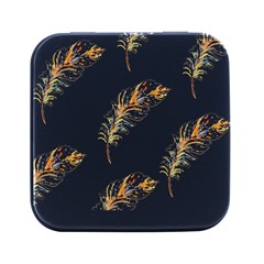 Boho Feather Pattern T- Shirt Boho Feather Pattern 8 Square Metal Box (black)