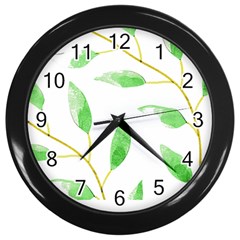 Boho Leaf Pattern T- Shirt Boho Leaf Pattern8 Wall Clock (black) by EnriqueJohnson