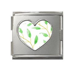 Boho Leaf Pattern T- Shirt Boho Leaf Pattern8 Mega Link Heart Italian Charm (18mm)