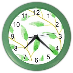 Boho Leaf Pattern T- Shirt Boho Leaf Pattern8 Color Wall Clock by EnriqueJohnson