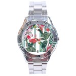 Botanical T- Shirt Botanical Attractive Cardinal Flowers T- Shirt Stainless Steel Analogue Watch Front