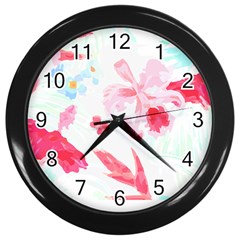 Botanical T- Shirt Botanical Charming Cardinal Flowers T- Shirt Wall Clock (black) by EnriqueJohnson