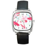 Botanical T- Shirt Botanical Charming Cardinal Flowers T- Shirt Square Metal Watch Front