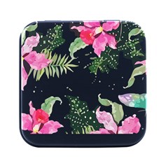 Botanical T- Shirt Botanical Creative Flora T- Shirt Square Metal Box (black)