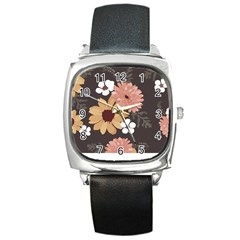 Botanical T- Shirt Botanical Delicate Floral T- Shirt Square Metal Watch by EnriqueJohnson