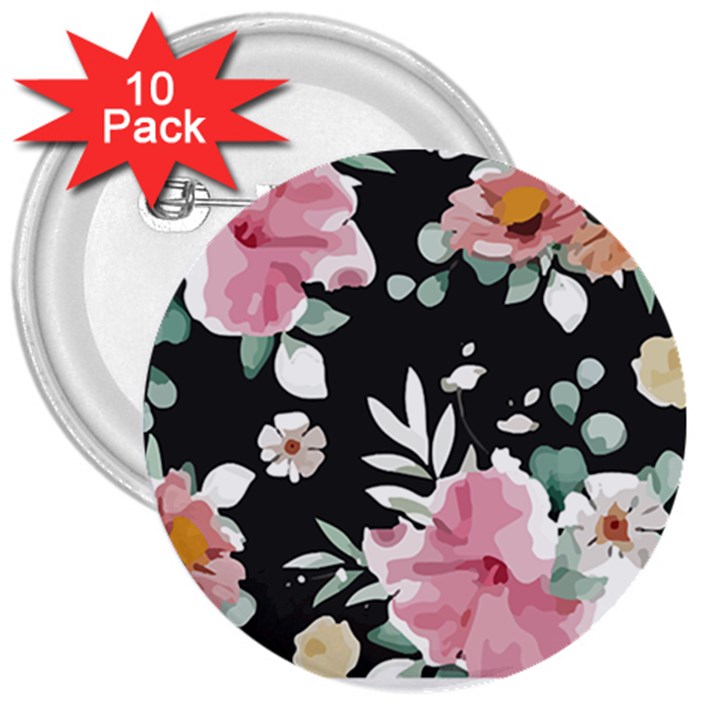 Botanical T- Shirt Botanical Graceful Pattern T- Shirt 3  Buttons (10 pack) 