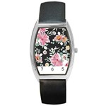 Botanical T- Shirt Botanical Graceful Pattern T- Shirt Barrel Style Metal Watch Front