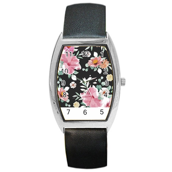 Botanical T- Shirt Botanical Graceful Pattern T- Shirt Barrel Style Metal Watch