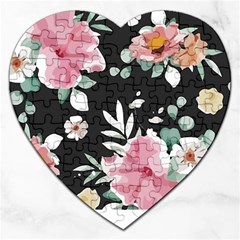 Botanical T- Shirt Botanical Graceful Pattern T- Shirt Jigsaw Puzzle (Heart)