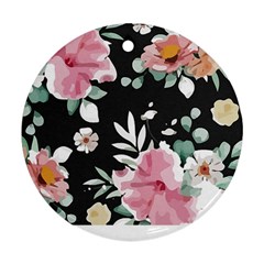 Botanical T- Shirt Botanical Graceful Pattern T- Shirt Round Ornament (Two Sides)