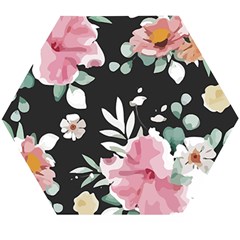 Botanical T- Shirt Botanical Graceful Pattern T- Shirt Wooden Puzzle Hexagon