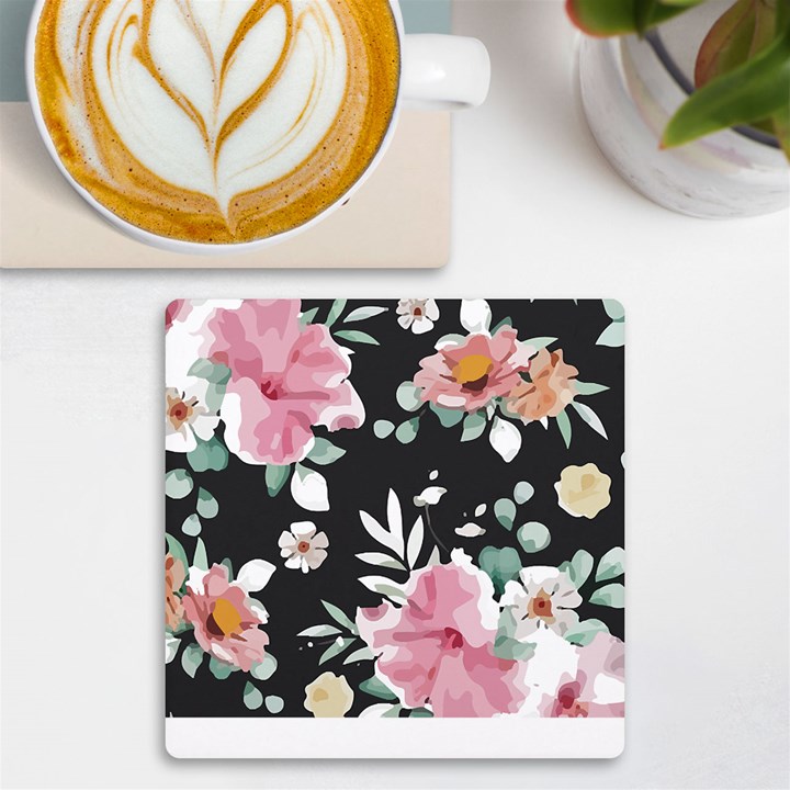 Botanical T- Shirt Botanical Graceful Pattern T- Shirt UV Print Square Tile Coaster 