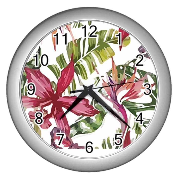 Botanical T- Shirt Botanical Majestic Counterfloor T- Shirt Wall Clock (Silver)