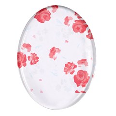 Botanical T- Shirt Botanical Pattern Flower De Purple T- Shirt Oval Glass Fridge Magnet (4 Pack)