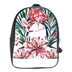 Botanical T- Shirt Botanical Pattern Hummingbird T- Shirt School Bag (large) by EnriqueJohnson