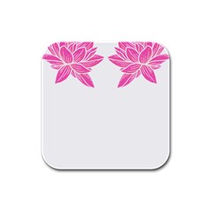 Breast Cancer T- Shirt Pink Ribbon Breast Cancer Survivor - Flowers Breast Cancer T- Shirt Rubber Square Coaster (4 Pack) by EnriqueJohnson