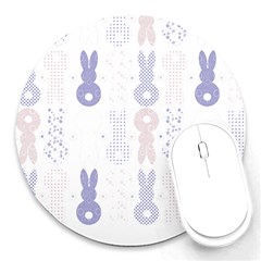 Bunnies T- Shirt Easter Bunnies Pattern T- Shirt Round Mousepad by EnriqueJohnson