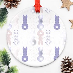 Bunnies T- Shirt Easter Bunnies Pattern T- Shirt Round Ornament (Two Sides)