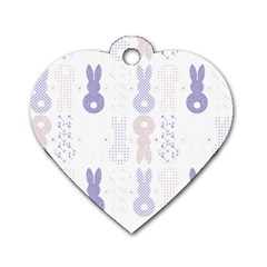 Bunnies T- Shirt Easter Bunnies Pattern T- Shirt Dog Tag Heart (One Side)