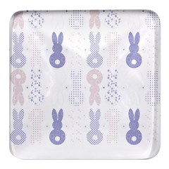 Bunnies T- Shirt Easter Bunnies Pattern T- Shirt Square Glass Fridge Magnet (4 pack)