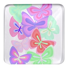 Butterflies T- Shirt Butterfly Party T- Shirt Square Glass Fridge Magnet (4 Pack) by EnriqueJohnson