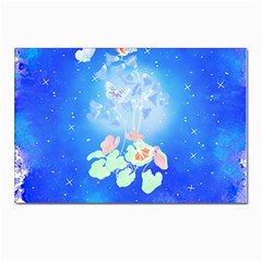 Butterflies T- Shirt Serenity Blue Floral Design With Butterflies T- Shirt Postcard 4 x 6  (pkg Of 10) by EnriqueJohnson