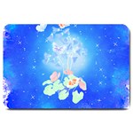 Butterflies T- Shirt Serenity Blue Floral Design With Butterflies T- Shirt Large Doormat 30 x20  Door Mat