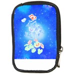 Butterflies T- Shirt Serenity Blue Floral Design With Butterflies T- Shirt Compact Camera Leather Case Front