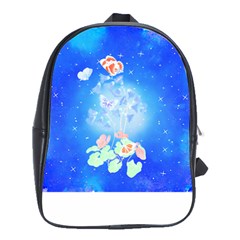 Butterflies T- Shirt Serenity Blue Floral Design With Butterflies T- Shirt School Bag (large) by EnriqueJohnson