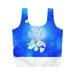 Butterflies T- Shirt Serenity Blue Floral Design With Butterflies T- Shirt Full Print Recycle Bag (m) by EnriqueJohnson