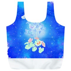 Butterflies T- Shirt Serenity Blue Floral Design With Butterflies T- Shirt Full Print Recycle Bag (xxl) by EnriqueJohnson