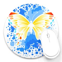 Butterfly Art T- Shirtbutterfly T- Shirt (3) Round Mousepad by EnriqueJohnson