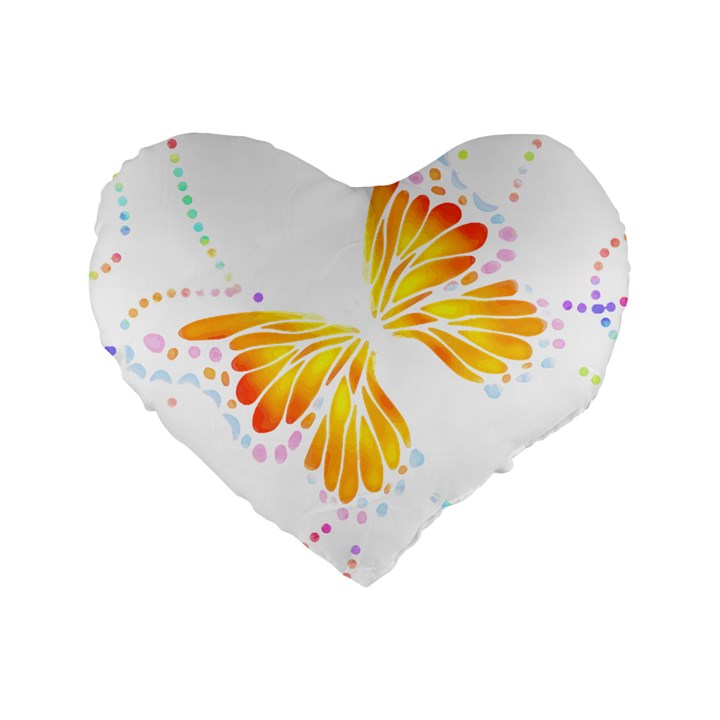 Butterfly Art T- Shirtbutterfly T- Shirt (5) Standard 16  Premium Heart Shape Cushions